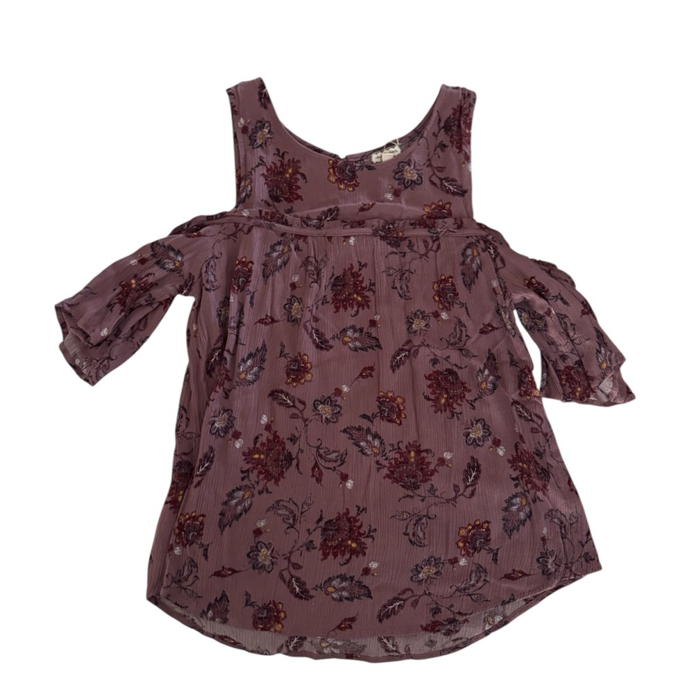 Eyeshadow Women’s Floral Cold Shoulder Top – Mauve, Medium